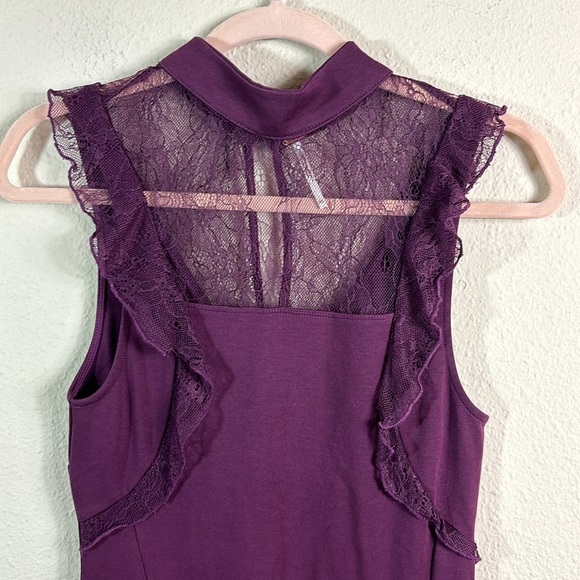 Free People Beaumont Muse Lace Trim Dress in Maroon Plum Purple size XS - Picture 8 of 11